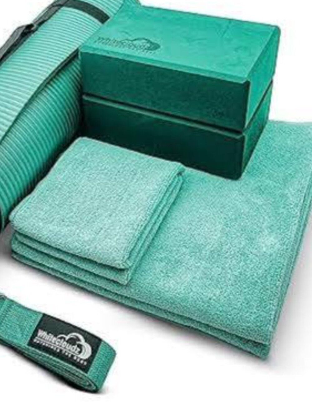 Yoga Kit Accessories Bundle: Blocks - Strap - Towel - Mesh Bag